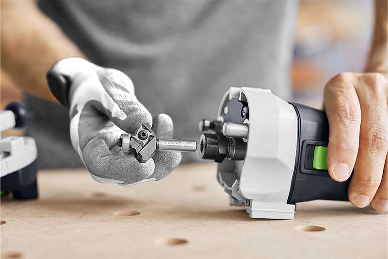 A router bit is inserted