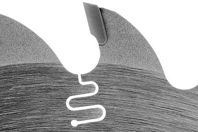 Close-up of a circular saw blade