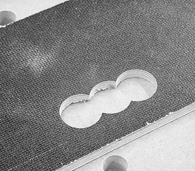 Recessed handle on template