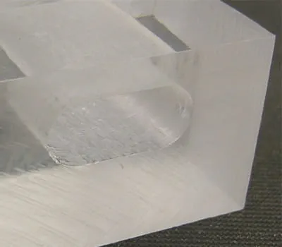 Clear cutting edge of Plexiglas