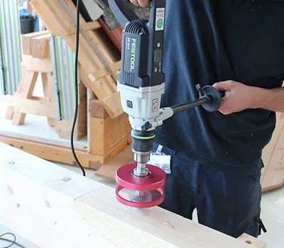 The bore holes are drilled for the washers